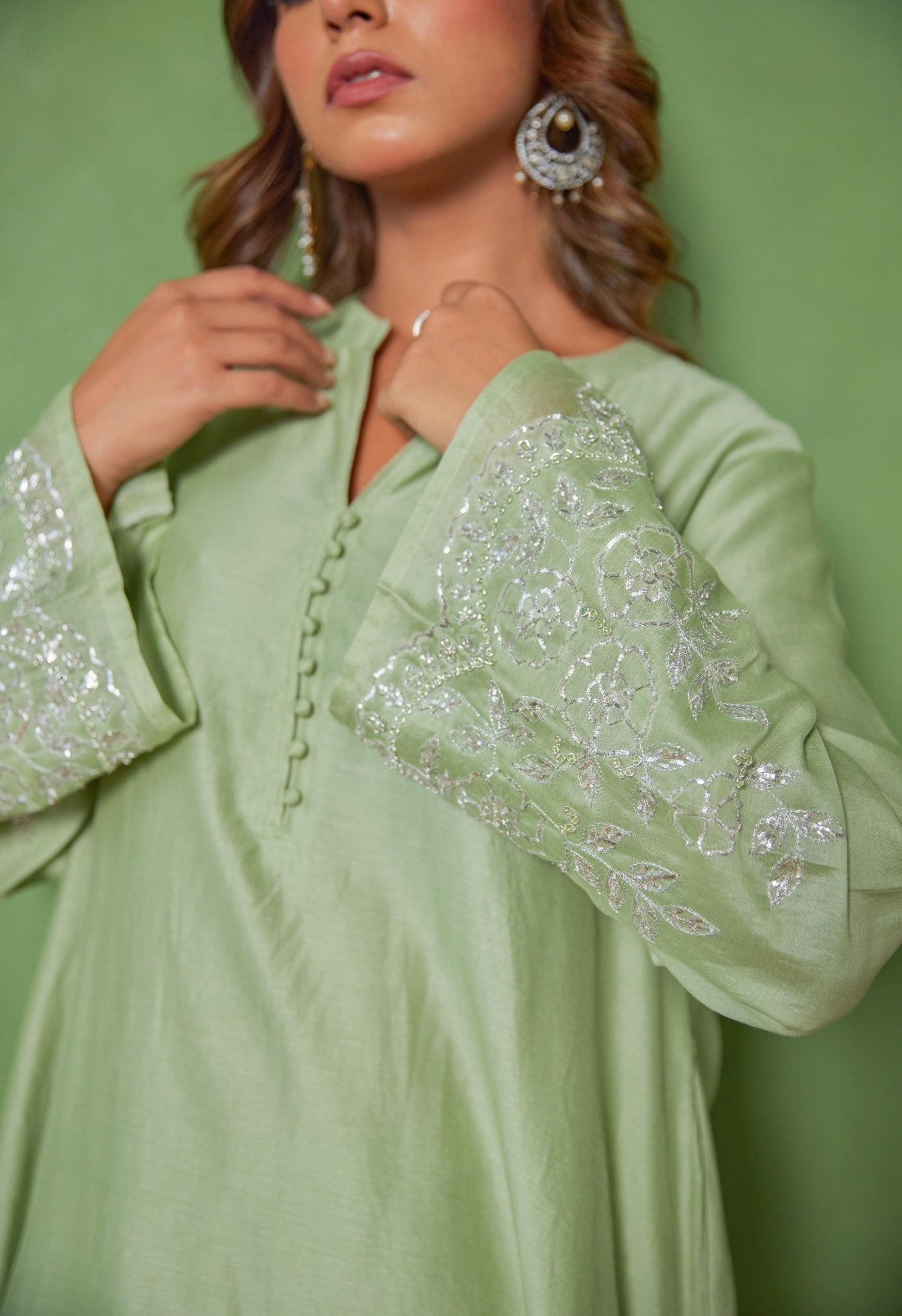 Opulent Chanderi Coord Set with Hand Embroidery