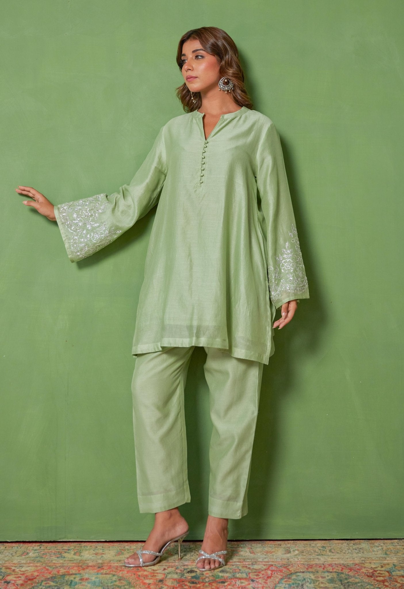 Opulent Chanderi Coord Set with Hand Embroidery