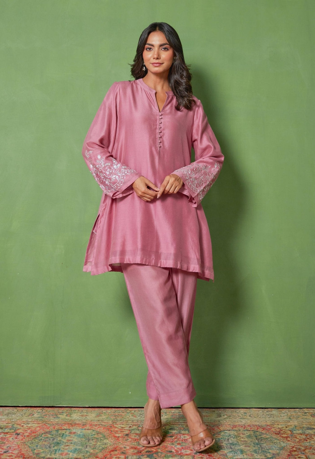Opulent Chanderi Coord Set with Hand Embroidery