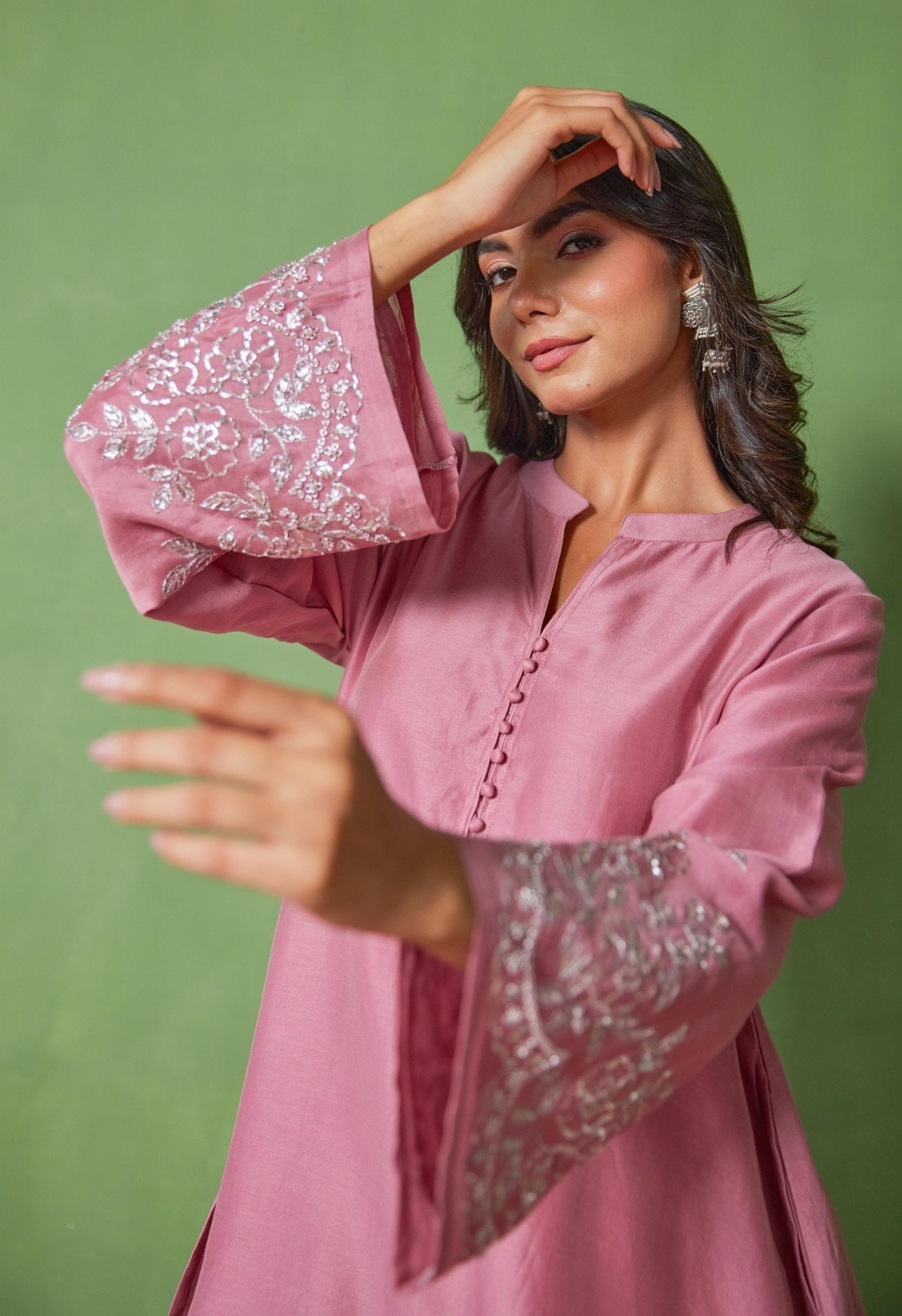 Opulent Chanderi Coord Set with Hand Embroidery
