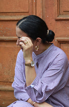 Purple Checks Antifit kurta in Handwoven Cotton and White pyjama