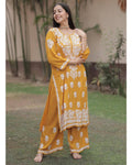 Vritika Yellow Chikankari Exclusive Kurti Pant Set