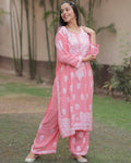 Diksha Peach Chikankari Kurti Pant Set