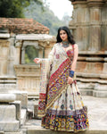 Off White Mirror Work Navratri Lehenga Choli