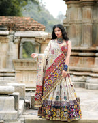Off White Mirror Work Navratri Lehenga Choli