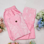 Diksha Peach Chikankari Kurti Pant Set