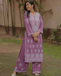 Yamini Strong Purple Chikankari Kurti Pant Set