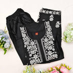 Firoza Black Chikankari Kurti Pant Set