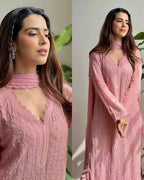Jivika Peach Trend Chikankari Ethnic Set