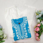 Avni Sky Blue Chikan Kurti Pant Set