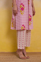 Pink Gingham Floral Printed Co-ord Set