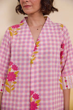 Pink Gingham Floral Printed Co-ord Set