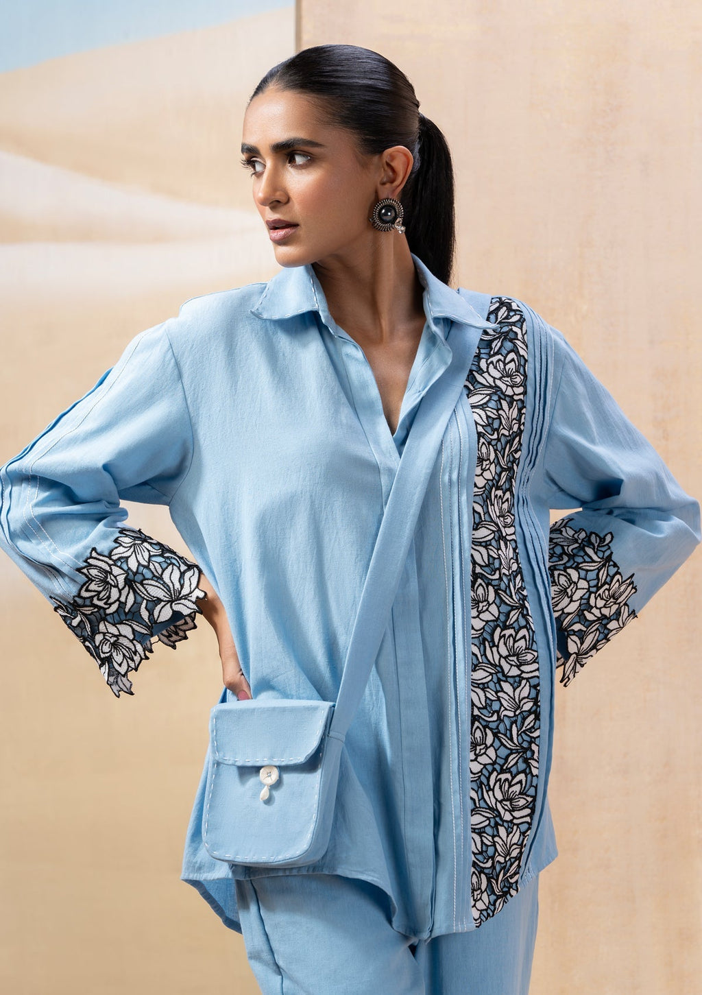 Powder Blue Shirt Co-ord Set