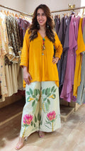 Yellow Cotton Co-ord Set for Women | Summer Casual Kurti Palazzo Set