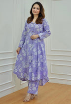 Floral Printed Lavender Purple Co Ord Set