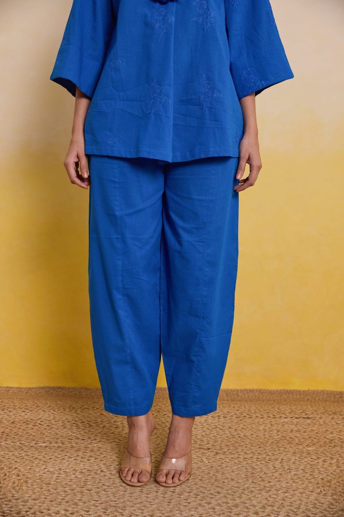 Playful royal blue embroidered co ord