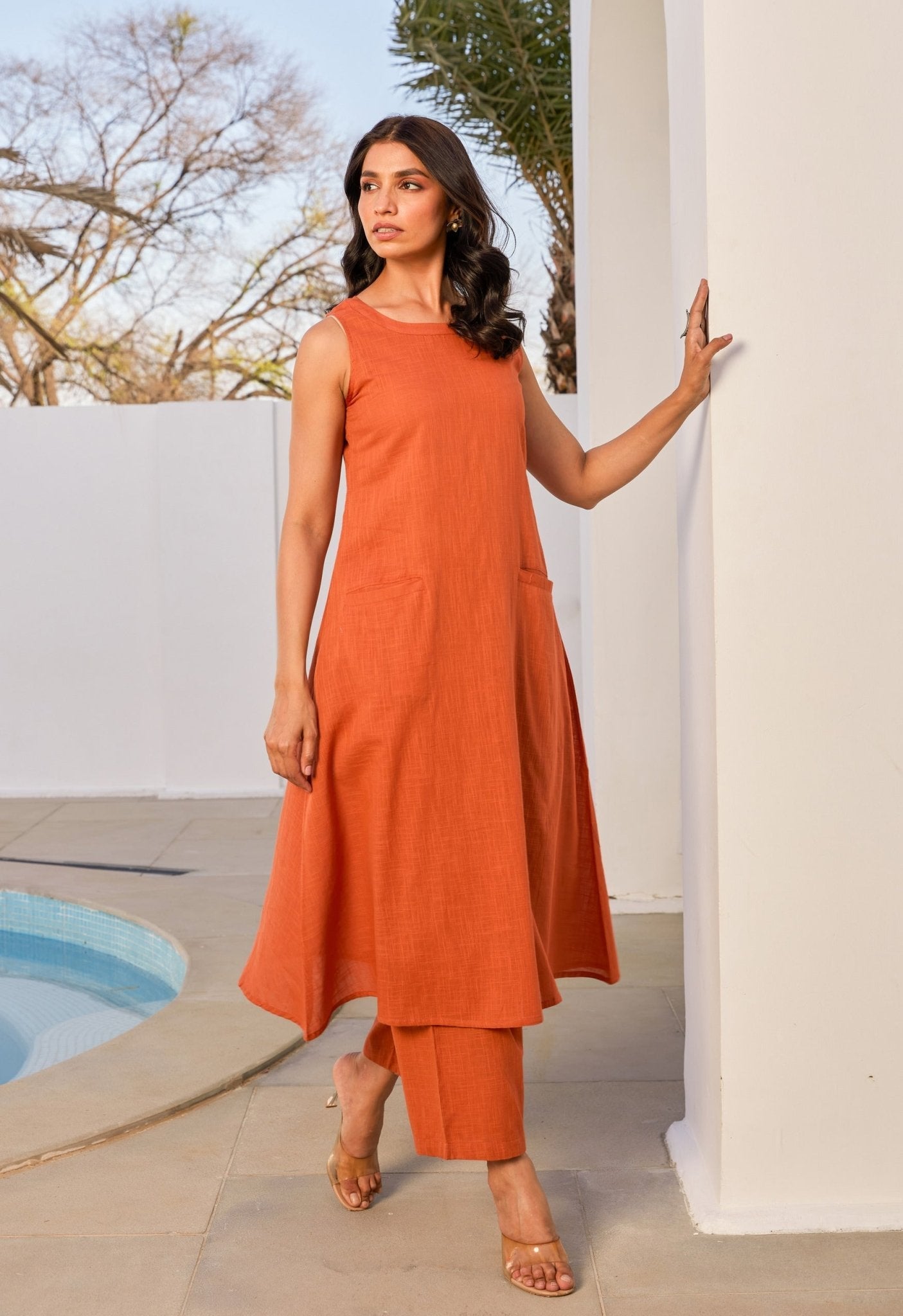 Rust Orange Cotton Coord Set