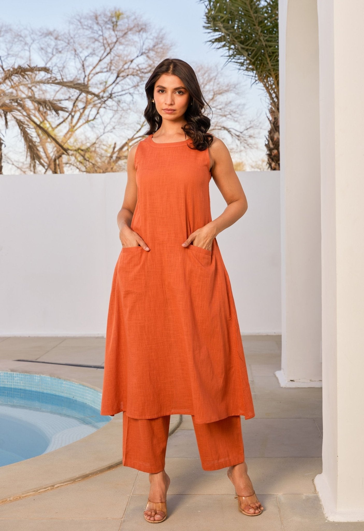 Rust Orange Cotton Coord Set