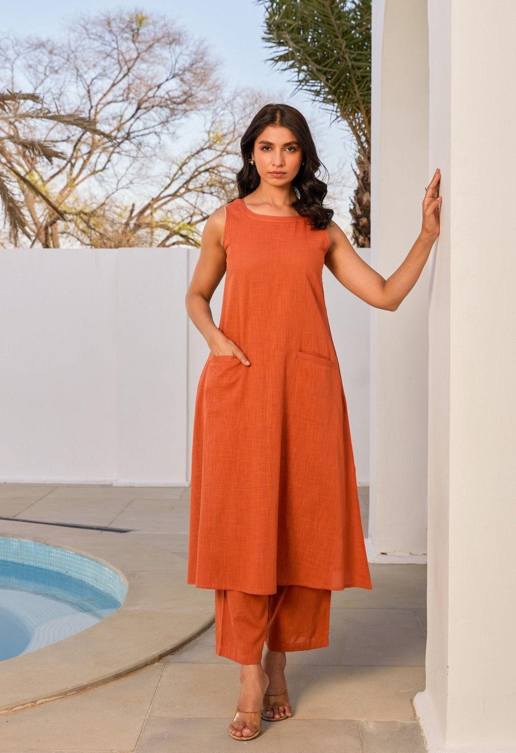 Rust Orange Cotton Coord Set
