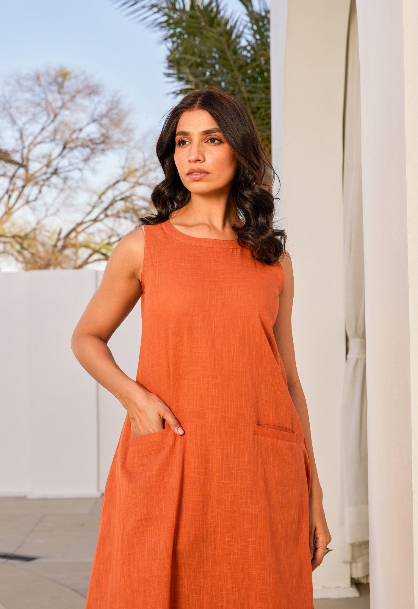 Rust Orange Cotton Coord Set