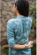 Coral Blue Island Viscose Printed Kurta