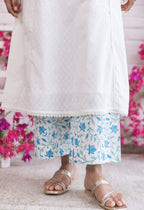 WHITE HAND BLOCK KHADDI PRINTED COORD SET