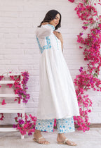 WHITE HAND BLOCK KHADDI PRINTED COORD SET