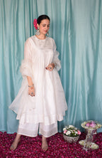 Sufi Chanderi Set with Off White Silk Organza Dupatta