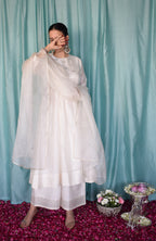 Sufi Chanderi Set with Off White Silk Organza Dupatta
