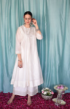 Sufi Chanderi Set with Off White Silk Organza Dupatta